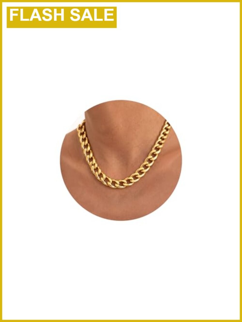 Chunky Cuban Link Chain Necklace 18K Gold Plated Stainless Steel 16"